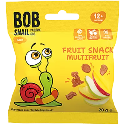 Снек фруктовый Улитка Боб (Bob Snail) мультифрукт 20 г — Фото 1