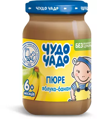 Пюре фруктове Чудо-Чадо яблуко-банан без цукру з 6 місяців 170 г — Фото 1