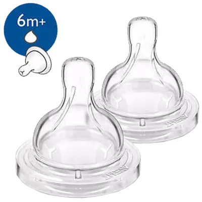 Соска Авент (Avent Classic) SCF636/27 Анти-колік силіконова зі швидким потоком для густої їжі з 6 місяців 2 шт — Фото 1