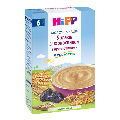 Каша молочная Хипп (HiPP) 5 злаков с черносливом с пребиотиками с 6 месяцев 250 г — Фото 1