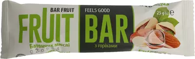 Батончик-мюслі Фрут Бар (Fruit Bar) глазурований з горіхами 25 г — Фото 1