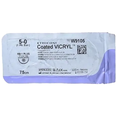 Вікрил 5-0 фіолетовий, колюча голка 17 мм, 1/2 кола, довжина 75 см W9105 — Фото 1
