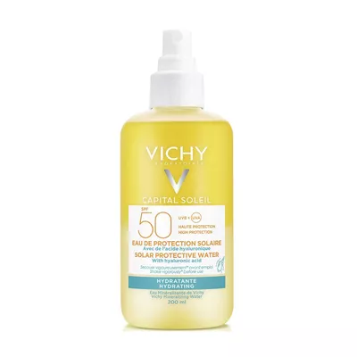 Виши (Vichy) Капиталь Солей спрей двухфазный солнцезащитный для лица и тела с гиалуроновой кислотой SPF50 200 мл — Фото 1