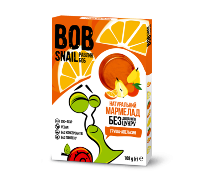 Мармелад Равлик Боб (Bob Snail) натуральний груша-апельсин 108 г — Фото 1