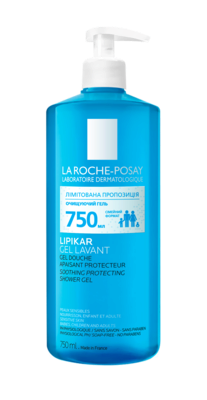 Ля Рош (La Roche-Posay) Липикар гель очищающий с успокаивающим и защитным действием для младенцев, детей, взрослых для лица и тела 750 мл — Фото 1