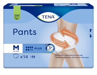 Подгузники-трусы для взрослых Тена Пантс Плюс Медиум (Tena Pants+ Medium) размер 2 14 шт — Фото 1