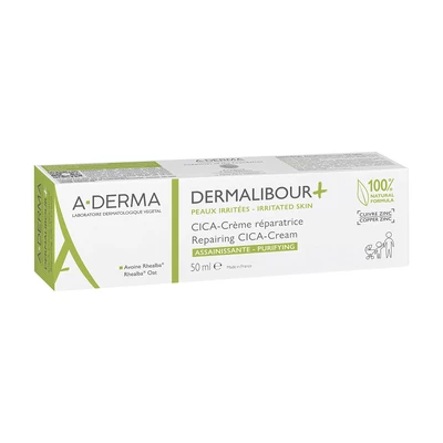 А-Дерма (A-Derma) Дермалібур + Цика-крем заживляючий антибактеріальний для пошкодженної шкіри обличчя та тіла 50 мл — Фото 1