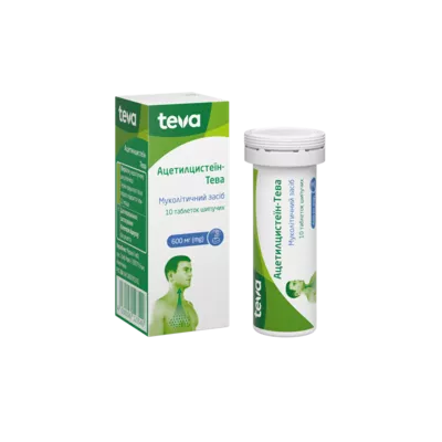 Ацетилцистеїн-Tева таблетки шипучі 600 мг №10 — Фото 1