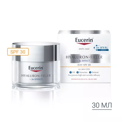 Юцерин (Eucerin) Гиалурон-филлер крем против морщин дневной для всех типов кожи SPF30 50 мл — Фото 2