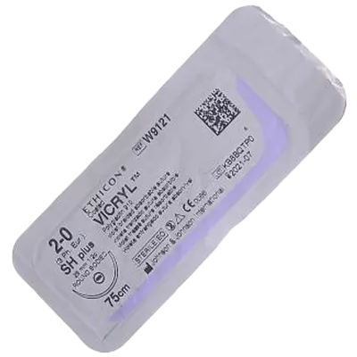 Викрил 2-0 фиолетовый, колющая игла 26 мм, 1/2 круга, длина 75 см W9121 — Фото 1