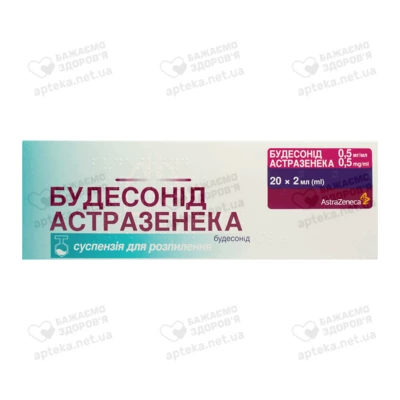 Будесонід Астразенека суспензія для розпилення 0,5 мг/мл контейнер 2 мл №20 — Фото 1