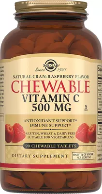 Солгар (Solgar) Вітамін C з малиновим смаком таблетки 500 мг №90 — Фото 1