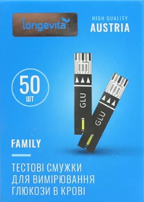 Тест-смужки Лонгевіта Фемілі (Longevita Family) для глюкометра 50 шт — Фото 1