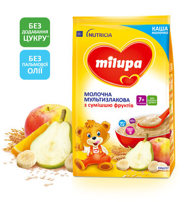 Каша молочная Милупа (Milupa) мультизлаковая с фруктами с 7 месяцев 210 г — Фото 1