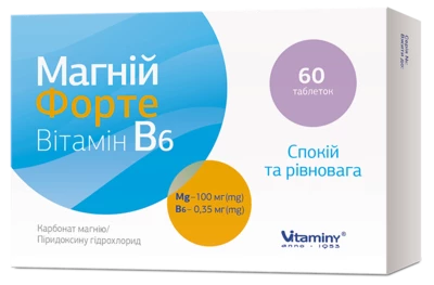 Магній Форте вітамін В6 таблетки №60 (20х3) — Фото 1
