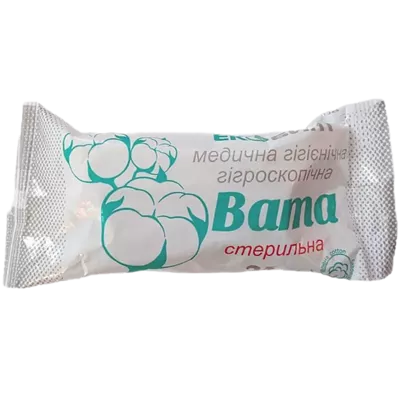 Вата медицинская гигроскопическая стерильная ролик Экобинт 25 г — Фото 1