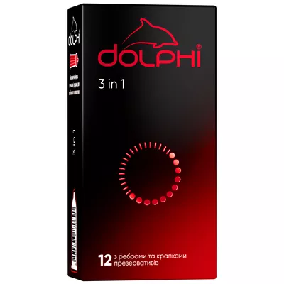 Презервативы Долфи (Dolphi) 3 в1 анатомической формы с точками и ребрами 12 шт — Фото 1