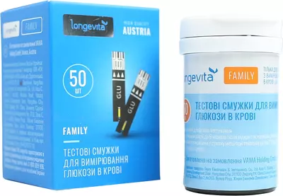 Тест-смужки Лонгевіта Фемілі (Longevita Family) для глюкометра 50 шт — Фото 5