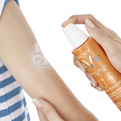 Виши (Vісhy) Капиталь Солей спрей-флюид солнцезащитный водостойкий для чувствительной кожи детей SPF50+ 200 мл — Фото 5