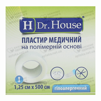 Пластир Доктор Хаус (Dr.House) медичний на полімерній основі у картонній упаковці розмір 1,25 см*500 см 1 шт — Фото 1