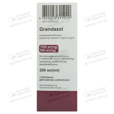 Грандазол розчин для інфузій 5 мг/2,5 мг контейнер 200 мл — Фото 2