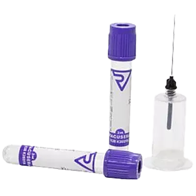 Пробірка Вакусера (Vacusera) вакуумна стерильна з К3 ЕДТА для 3 мл крові 13*75 мм з бузковою кришкою 1 шт — Фото 1