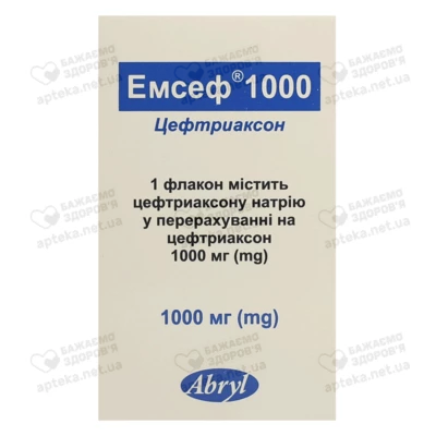 Емсеф порошок для ін'єкцій 1000 мг флакон №1 — Фото 1