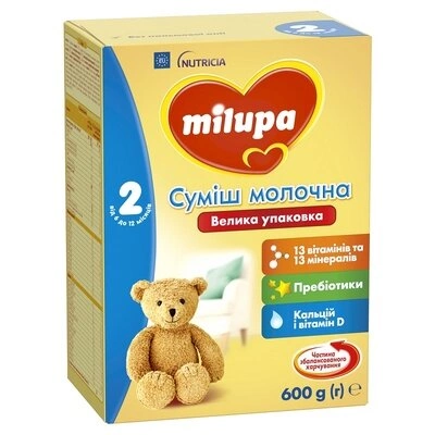 Суміш молочна Мілупа 2 (Milupa) для дітей з 6-12  місяців 600 г — Фото 1