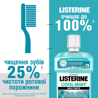 Ополіскувач для порожнини рота Лістерин (Listerine) Свіжа м'ята М'який смак 250 мл — Фото 12