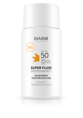 Бабе Лабораторіос (Babe Laboratorios) сонцезахисний супер флюїд депігментант з вітаміном С та транексамовою кислотою SPF50 50 мл — Фото 1