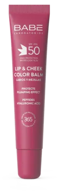 Бабе Лабораториос (Babe Laboratorios) Бальзам-тинт для губ и щек VELVET с гиалуроновой кислотой и пептидами SPF50 20 мл — Фото 1