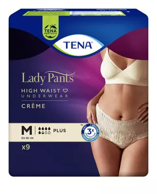 Подгузники-трусы урологические Тена Леди Пантс Плюс (TenaLady Pants Plus) размер М цвет кремовый 9 шт — Фото 2