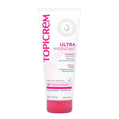 Топикрем (Topicrem) Ультра Гидратант нежный очищающий скраб для лица и тела 200 мл — Фото 1