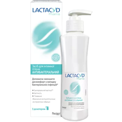 Средство для интимной гигиены Лактацид Фарма (Lactacyd Pharma) Антибактериальный во флаконе с дозатором 250 мл — Фото 1