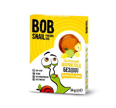 Мармелад Равлик Боб (Bob Snail) натуральний яблуко-груша-лимон 54 г — Фото 1