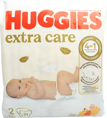 Подгузники для детей Хаггис Экстра Кеа (Huggies Extra Care) размер 2 (3-6 кг) №24 — Фото 1