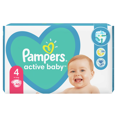 Підгузники для дітей Памперс Актив Бебі Максі (Pampers Active Baby Maxі) розмір 4 (9-14 кг) 46 шт — Фото 2
