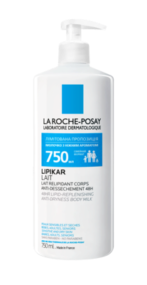 Ля Рош (La Roche-Posay) Ліпікар ліпідовідновлююче молочко для сухої та дуже сухої шкіри немовлят, дітей та дорослих 750 мл — Фото 1