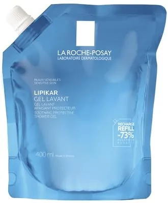 Ля Рош (La Roche-Posay) Липикар гель очищающий с успокаивающим и защитным действием для младенцев, детей, взрослых для лица и тела 400 мл, Рефил — Фото 1