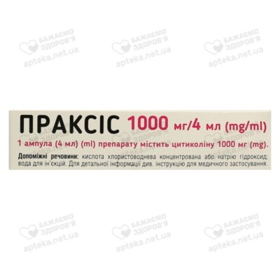 Праксіс розчин для ін'єкцій 1000 мг/4 мл ампули 4 мл №5 — Фото 2