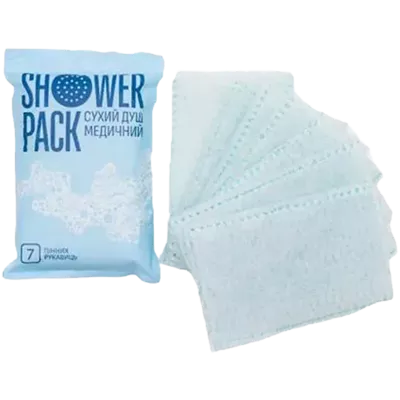 Душ сухий медичний Shower Pack (Шауер Пак) рукавички пінні 7 шт — Фото 3