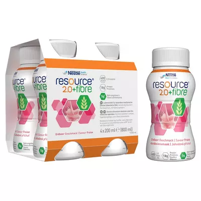 Ентеральне харчування Нестле Ресурс (Nestle Resource) 2.0 + Fibre зі смаком полуниці 200 мл №4 — Фото 1