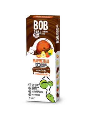 Мармелад Улитка Боб (Bob Snail) натуральный груша-апельсин в молочном шоколаде 27 г — Фото 1