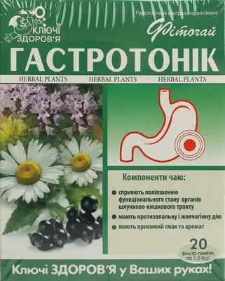 Фіточай Ключі Здоров'я №60 Гастротонік у фільтр-пакетах 1,5 г №20 — Фото 1