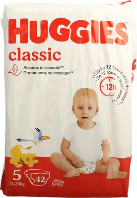 Подгузники для детей Хаггис Классик (Huggies Classic) размер 5 (11-25 кг) 42 шт — Фото 4