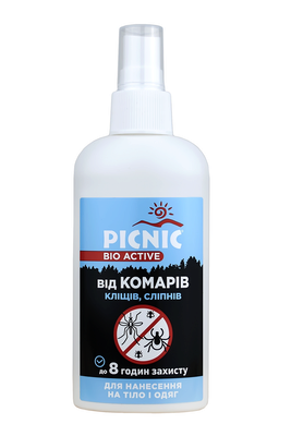 Пікнік Біо Актив (PICNIC Bio Active) спрей-лосьйон від комарів та кліщів 100 мл — Фото 1