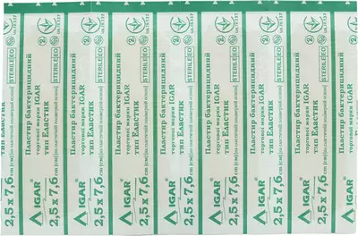 Пластир Ігар (IGAR) еластичний на полімерній основі розмір 2,5 см*7,6 см 100 шт — Фото 5