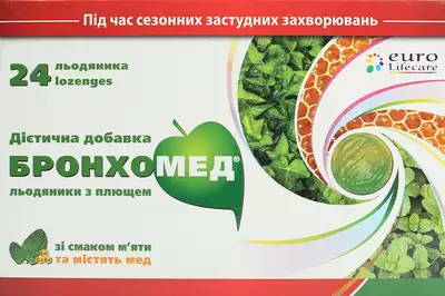 Бронхомед з плющем льодяники зі смаком м'яти №24 — Фото 1