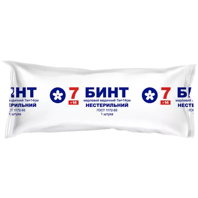 Бинт марлевий медичний нестерильний Віола розмір 7 м*14 см — Фото 1