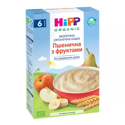 Каша молочна органічна Хіпп (HiPP) пшенична з фруктами з 6 місяців 250 г — Фото 1